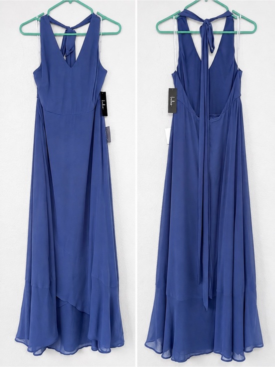 Lulus Dresses & Skirts - Lulus NWT Dusty Blue Chiffon Tie Back Maxi Dress XL Formal Wedding
